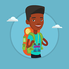 Image showing Cheerful traveler with backpack.