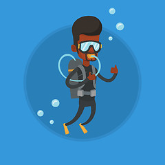 Image showing Man diving with scuba and showing ok sign.