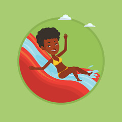 Image showing Woman riding down waterslide vector illustration.