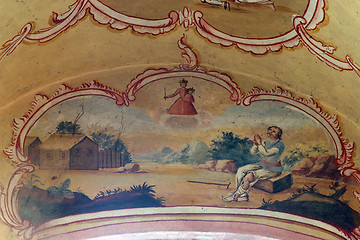 Image showing Fresco painting on the ceiling of the church