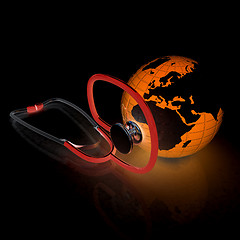 Image showing stethoscope and globe.3d illustration