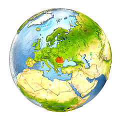 Image showing Romania in red on full Earth