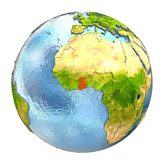 Image showing Ghana in red on full Earth