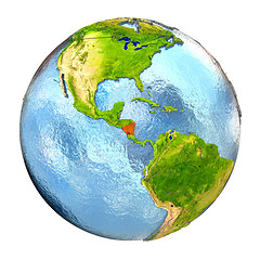 Image showing Nicaragua in red on full Earth