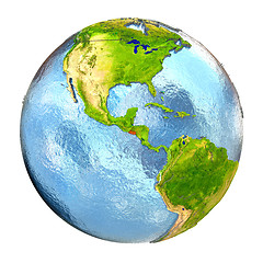 Image showing El Salvador in red on full Earth