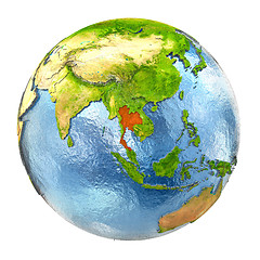 Image showing Thailand in red on full Earth