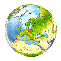 Image showing Poland in red on full Earth