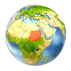 Image showing Sudan in red on full Earth