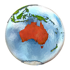 Image showing Australia in red on full Earth