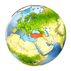 Image showing Turkey in red on full Earth