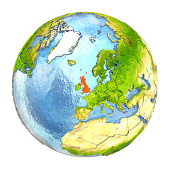 Image showing United Kingdom in red on full Earth