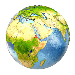 Image showing Eritrea in red on full Earth