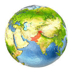 Image showing Pakistan in red on full Earth