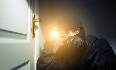 Image showing Formidable thief breaks open door