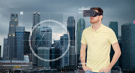 Image showing man in virtual reality headset or 3d glasses