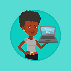 Image showing Woman shopping online vector illustration.