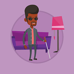 Image showing Blind man with walking stick vector illustration.