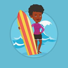 Image showing Surfer holding surfboard vector illustration.