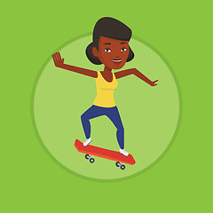 Image showing Woman riding skateboard vector illustration.