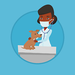 Image showing Veterinarian examining dog vector illustration.