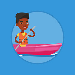 Image showing Man riding in kayak vector illustration.