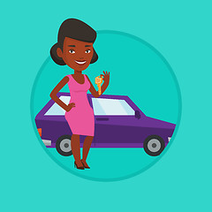 Image showing Woman holding keys to her new car.