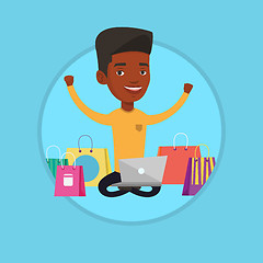 Image showing Man shopping online vector illustration.