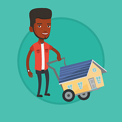 Image showing Young man buying house vector illustration.