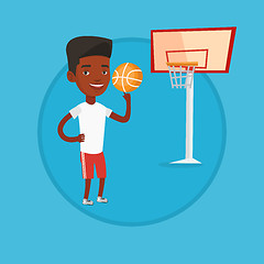 Image showing African basketball player spinning ball.