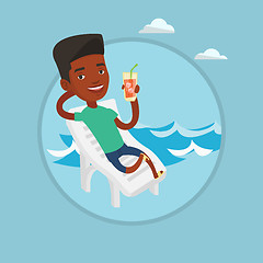 Image showing Man relaxing on beach chair vector illustration.