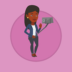 Image showing Woman making selfie vector illustration.