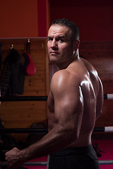 Image showing professional kickboxer in the training ring