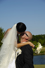 Image showing Wedding couple kissing