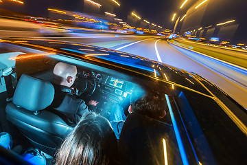 Image showing Car pooling at night