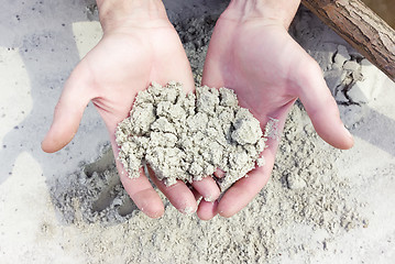 Image showing White Quartz Sand In The Hands