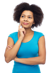 Image showing happy african american young woman over white