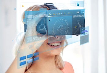 Image showing woman in virtual reality headset or 3d glasses