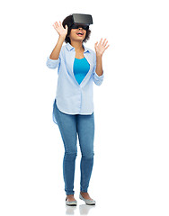 Image showing woman in virtual reality headset or 3d glasses