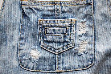 Image showing close up of denim clothes or jeans with pocket