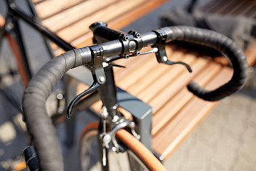 Image showing close up of fixed gear bicycle on street