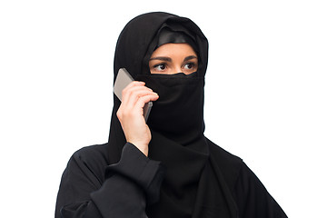 Image showing muslim woman in hijab over white background