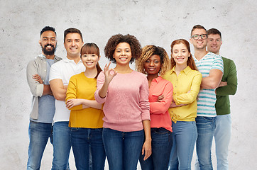 Image showing international group of happy people showing ok