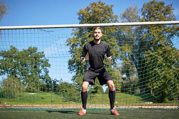 Image showing goalkeeper or soccer player at football goal