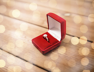 Image showing close up of gift box with diamond engagement ring