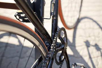 Image showing close up of fixed gear bicycle on city street