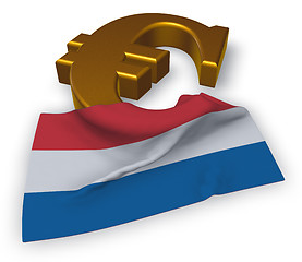 Image showing euro symbol and flag and flag of the netherlands - 3d illustration