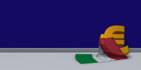 Image showing euro symbol and italian flag - 3d illustration