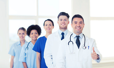 Image showing group of happy doctors at hospital