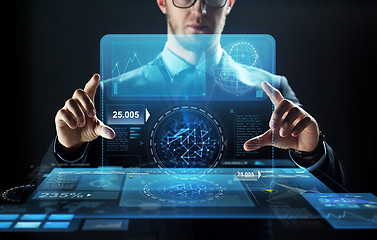 Image showing close up of businessman with virtual screen