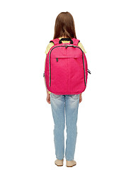 Image showing little student girl with school bag from back